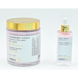 Truly Beauty Strawberry Kisses After Shave Body Cream 6 oz & Soft Serve Oil .7oz